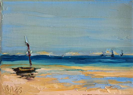 Beached at low tide, Vilanculos (Framed)