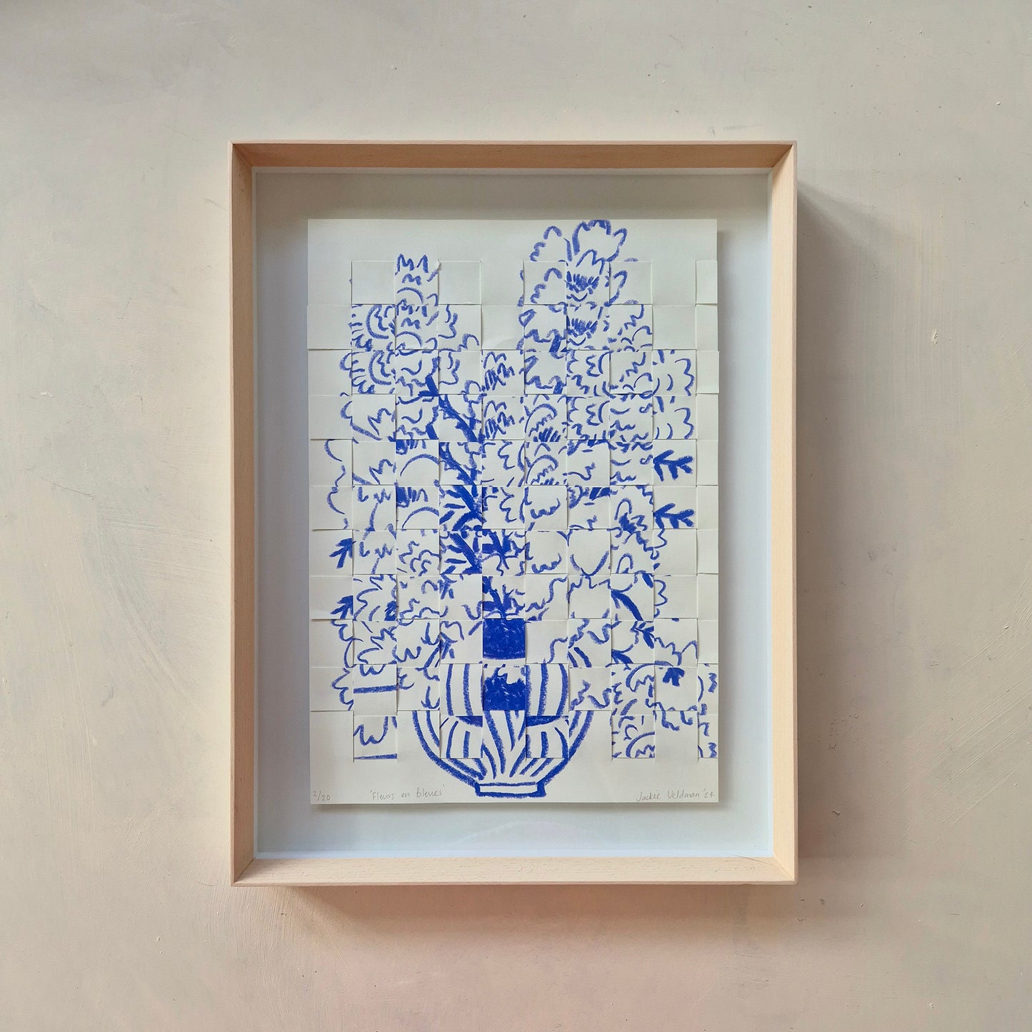 Fleurs en Bleue: collage (framed)
