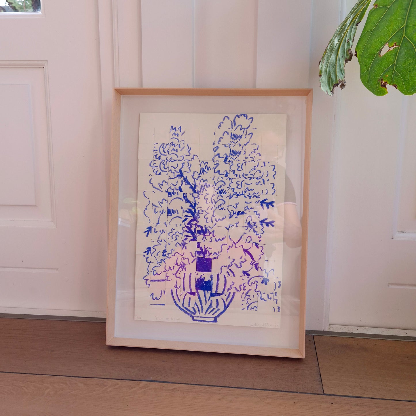 Fleurs en Bleue: collage (framed)