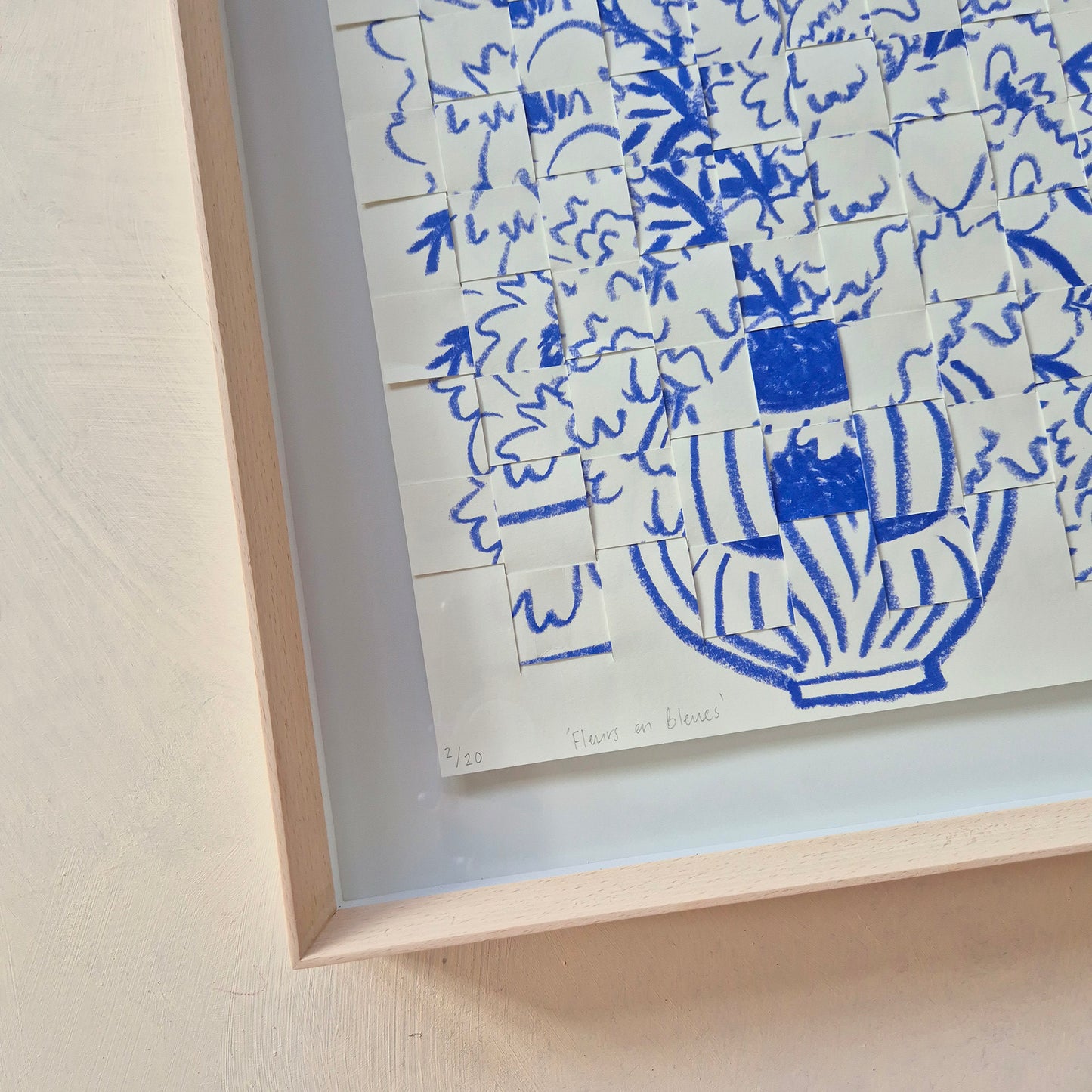 Fleurs en Bleue: collage (framed)