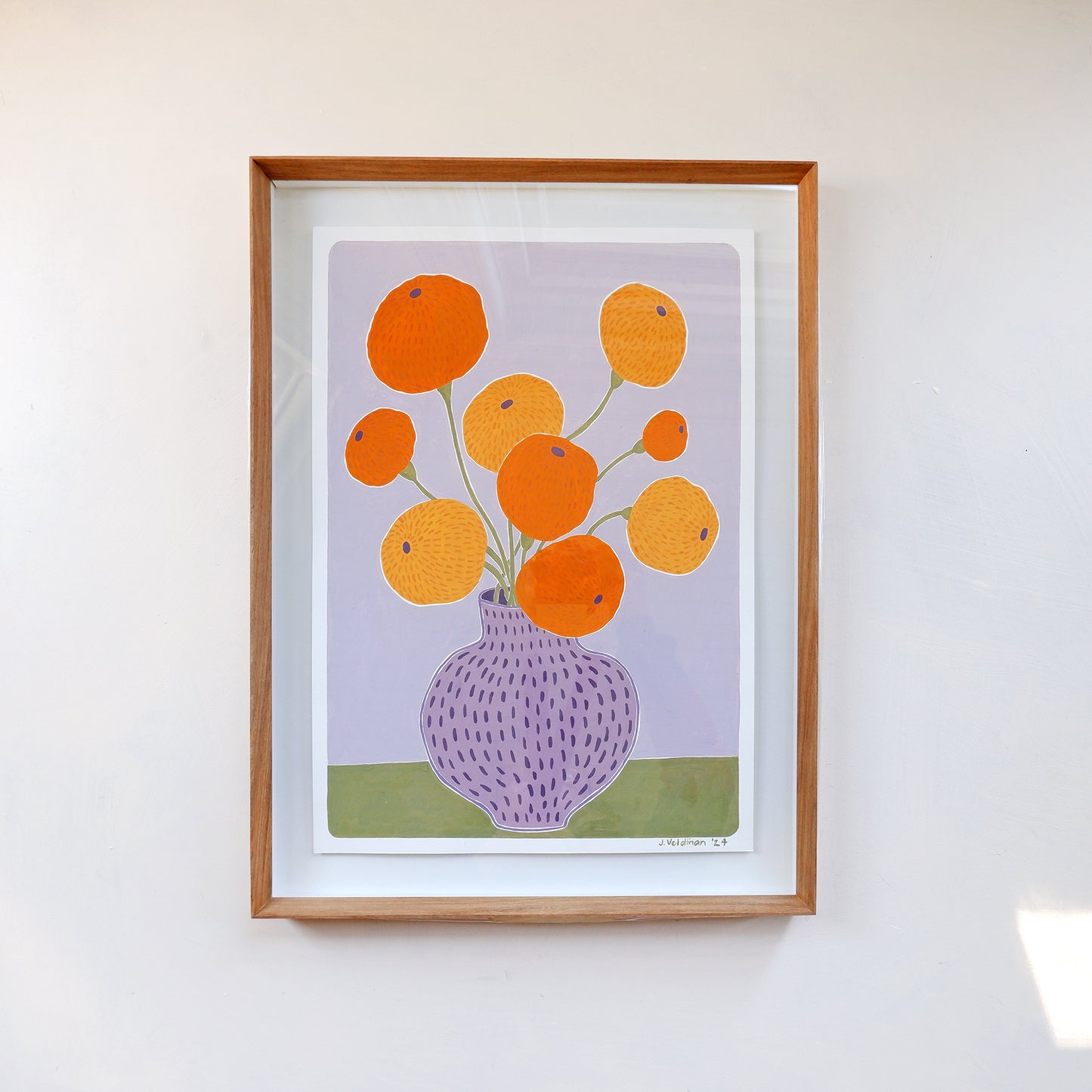 Purple Marigolds (Framed)
