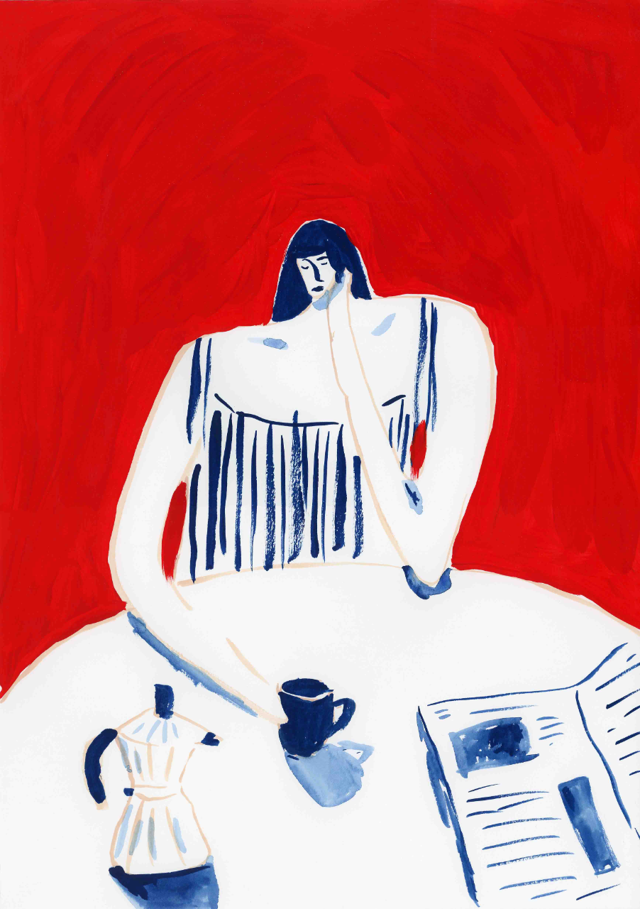 Sad at Breakfast: Fine art print (Framed)