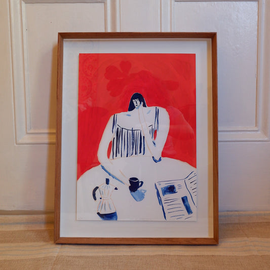 Sad at Breakfast: Fine art print (Framed)