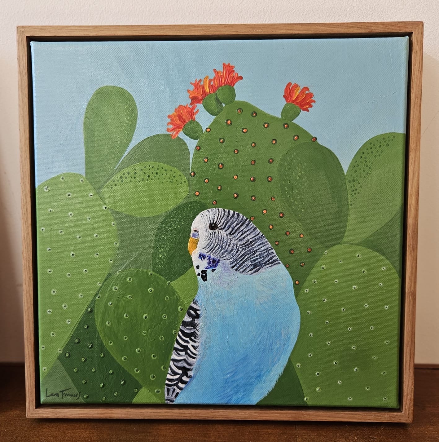 Flowering budgie  (framed)