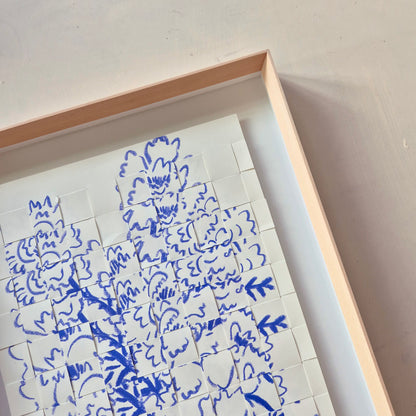 Fleurs en Bleue: collage (framed)