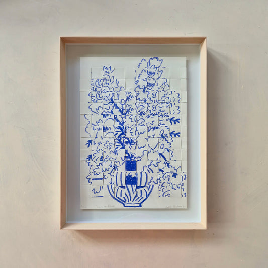 Fleurs en Bleue: collage (framed)