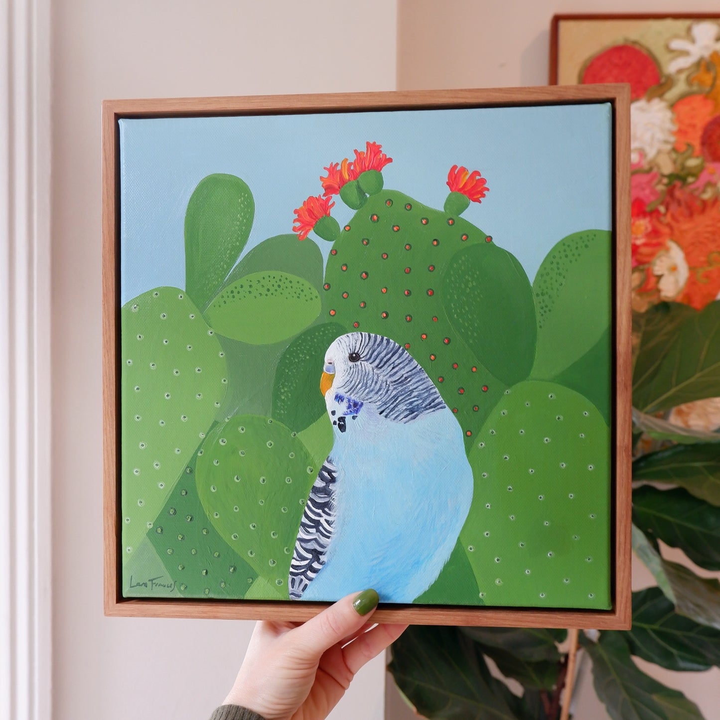 Flowering budgie  (framed)