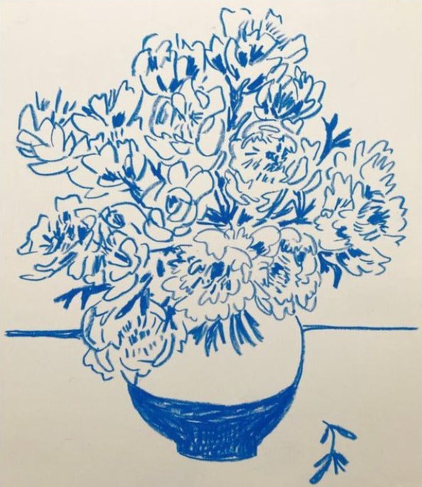 Flower study in blue:  Limited edition print (framed)