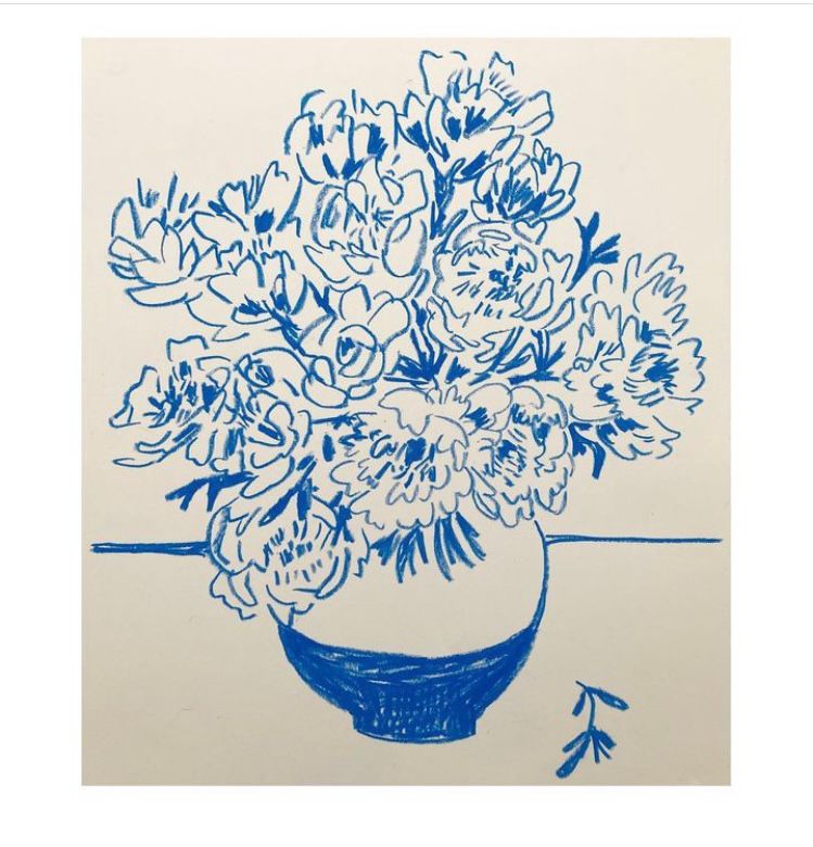 Flower study in blue:  Limited edition print (framed)