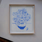 Flower study in blue:  Limited edition print (framed)