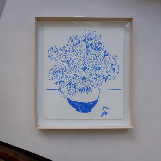 Flower study in blue:  Limited edition print (framed)