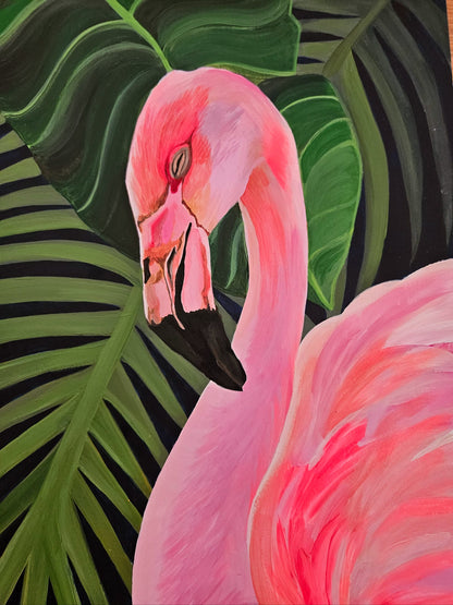 Palmy Flamingo (Framed)