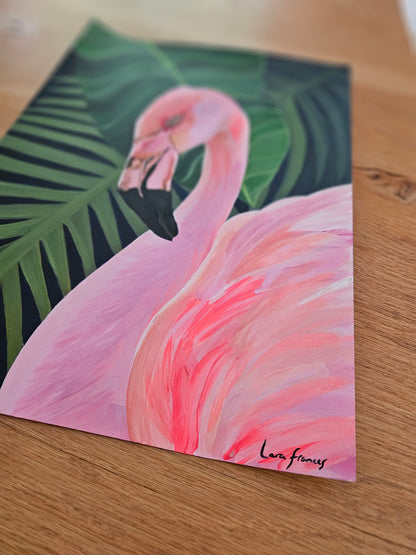 Palmy Flamingo (Framed)
