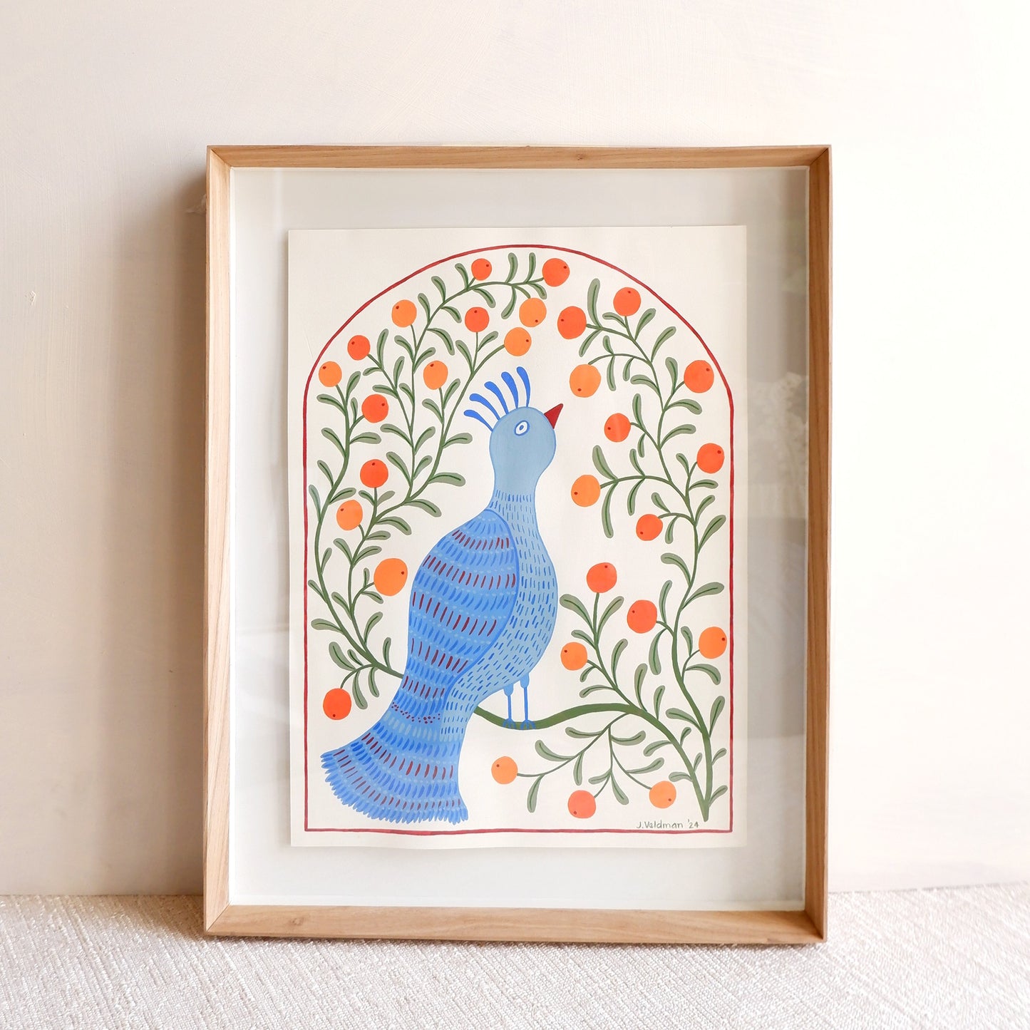 Peacock with citrus (Framed)