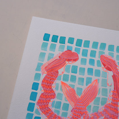 Captured mermaids (twins) (Framed)