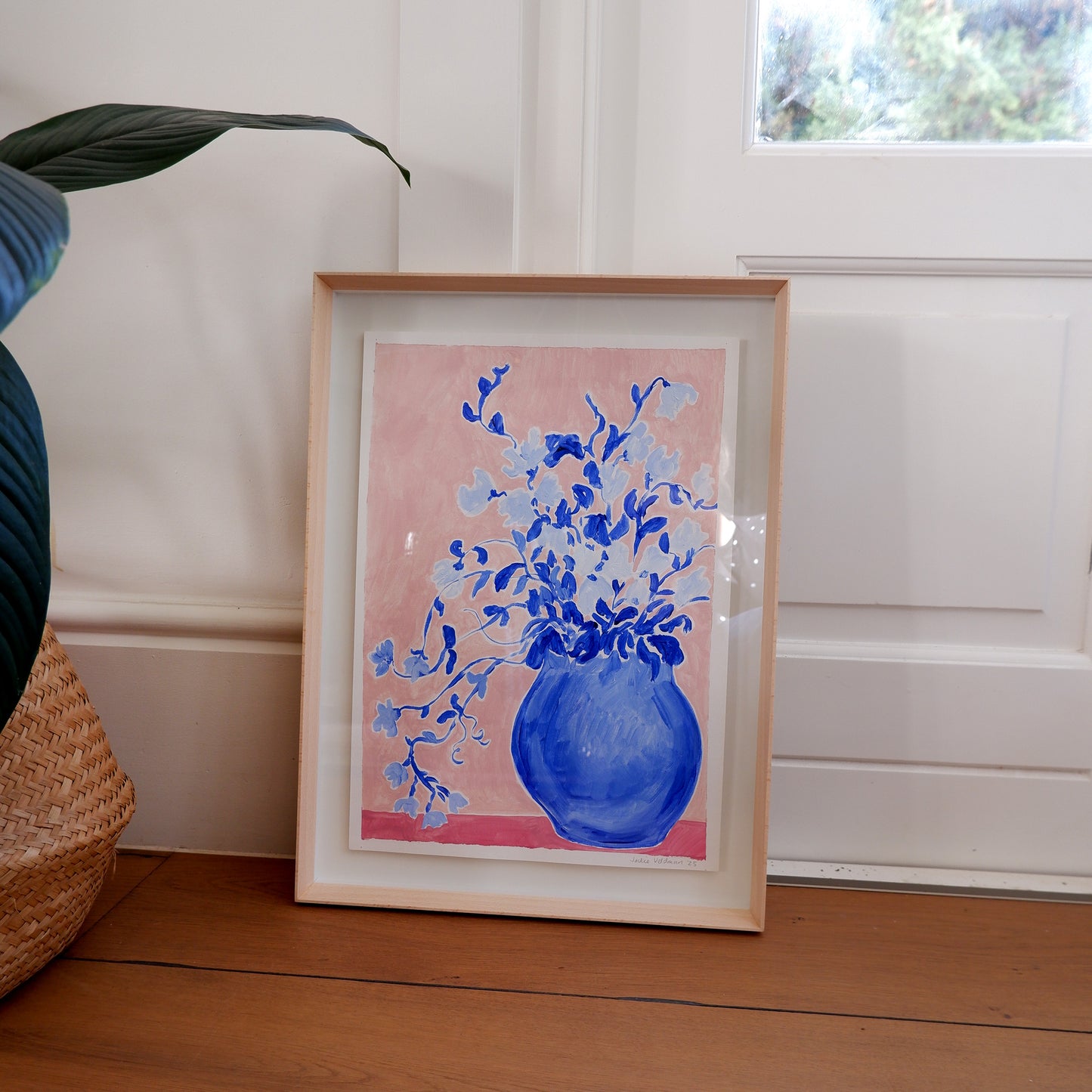 Sweet Peas in a Pot (Framed)