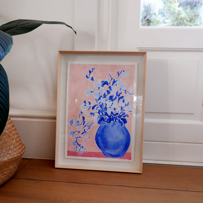 Sweet Peas in a Pot (Framed)