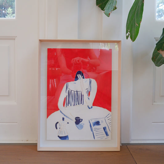 Sad at Breakfast: Fine art print (Framed)